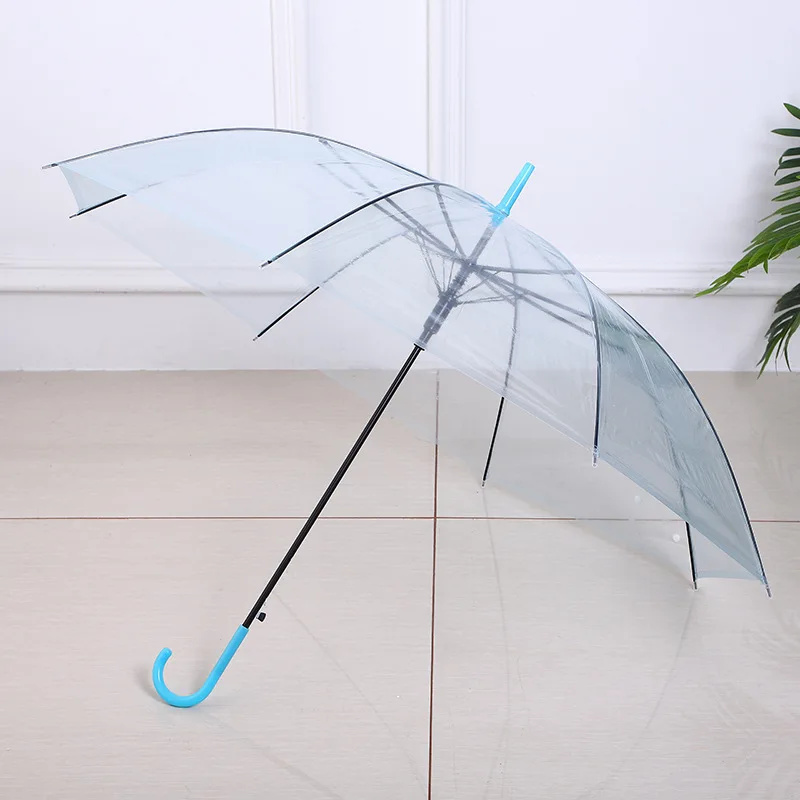 Long handle transparent umbrella Rainbow umbrella Student Children Adult colorful straight 8-bone umbrella