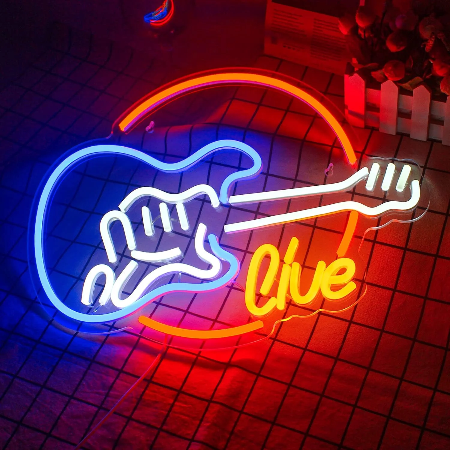 Imagem -03 - Live Guitar Shape Led Neon Lights para Wall Decor Music Signs Art Lights Estúdio Festa Bar Homem Caverna Bar Decor