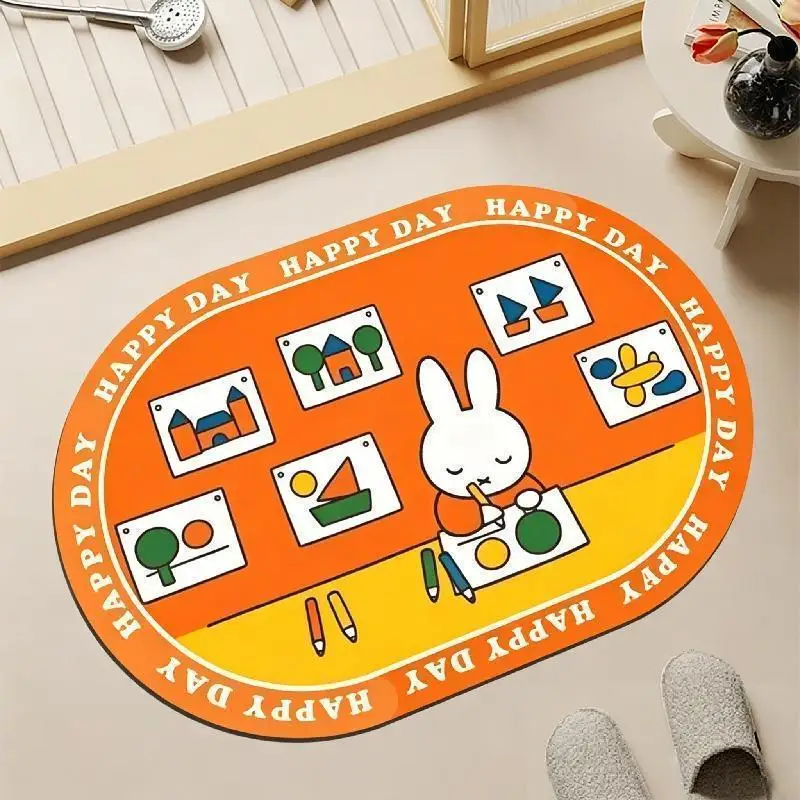 Kawaii Miffy Floor Mat Cute Cartoon Miffy Silica Algae Bathroom Floor Mat Bathroom Waterproof Anti-slip Cartoon Floor Mat