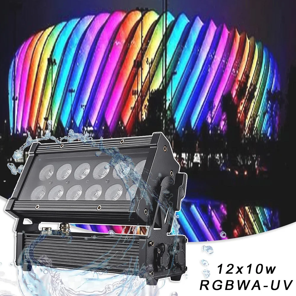 Proyector de lavado UV RGBWA de 12x10W, iluminación de escenario, Control DMX, resistente al agua IP65, lámpara de decoración para Dj, discotecas, exteriores y parques