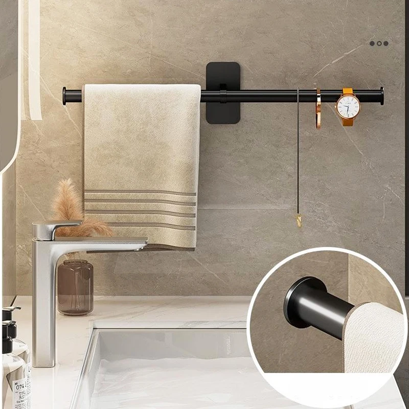 35/55cm Bathroom Towel Rack Self-adhesive Aluminum Towel Holder Hanging Towel Bar Wall Mounted Towel Shelf Bathroom Accessories