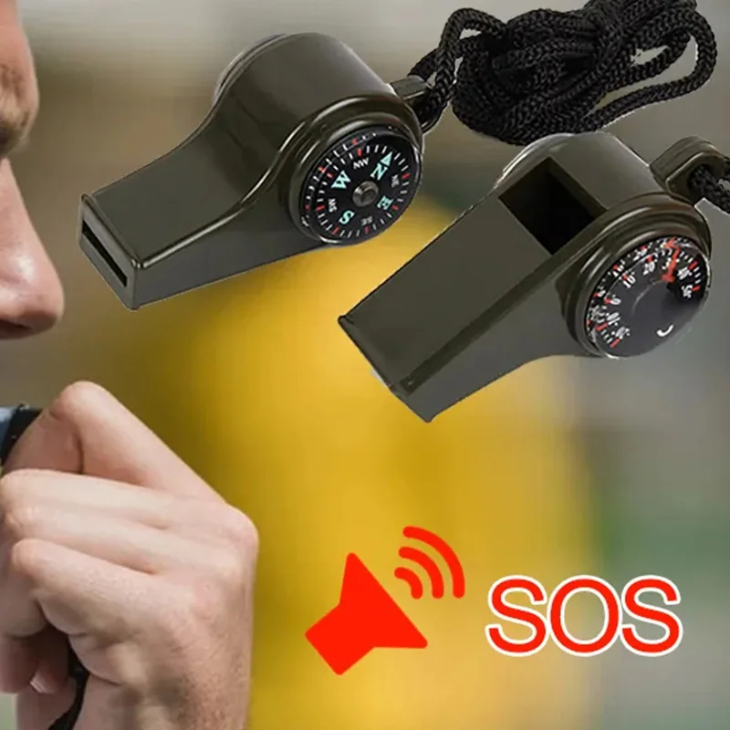Compass Thermometer Referee Cheerleading Whistle Camping Hiking Outdoor Multifunction Whistle Emergency Survival Whistle