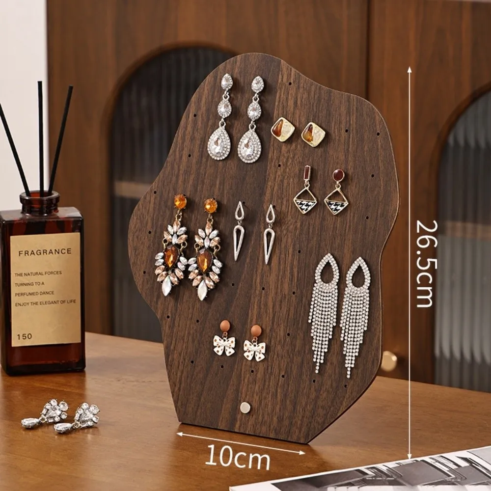 Wood Jewelry Display Stand Walnut Color Irregular Shape Earring Holder Stand Easel Design Necklace Organizer Jewelry Shop Window