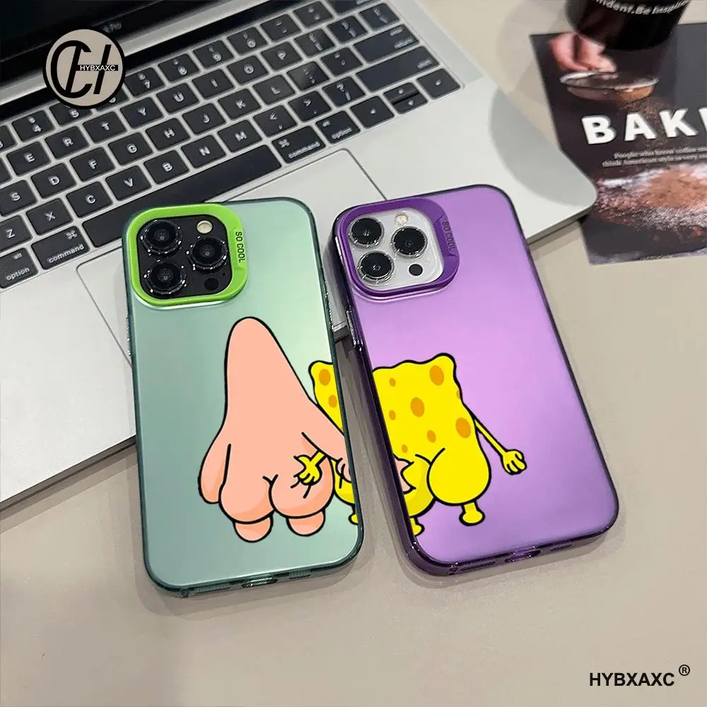 Heiße S-SpongeBobs Pinch Butt Paar-Handyhülle für iPhone 16 Pro Max Hülle 15 14 13 12 11 Pro XR X XS Max HYBXAXC Stoßfeste Abdeckung