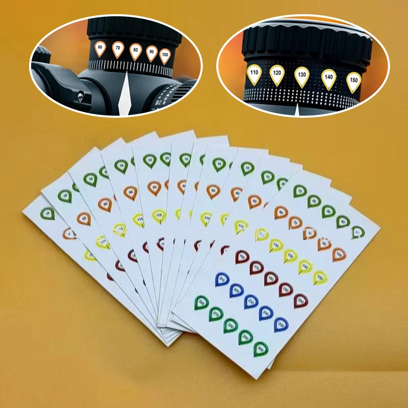 

10 Sheets Rifle Scope Turret Sticker Set Scope Adjustment Dope Stickers Rifle Scope Turret Tags For Distance Markers