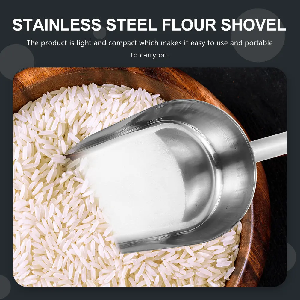 Multi-Use Stainless Steel Scoop Food Shovel for Ice Cubes Flour Coffee Beans Cereal Kitchen Grain Scoop Cereal Shovel view 6