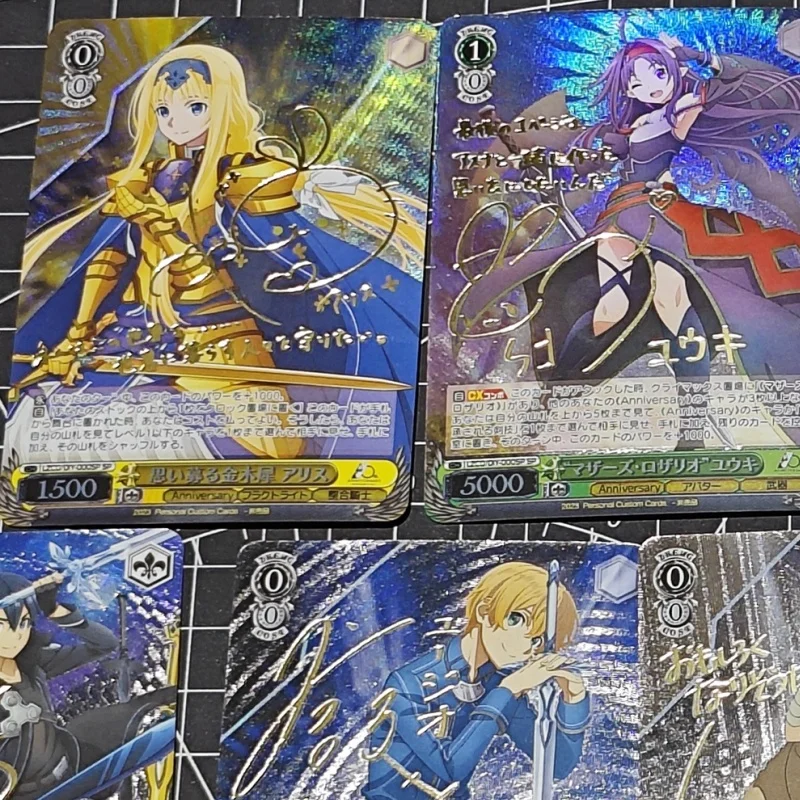 ACG WS Cards Kirito Yuuki Asuna Yui Alice Eugeo Suguha Golden Sign Anime Game Characters DIY Toys Collection Color Flash Cards ﻿