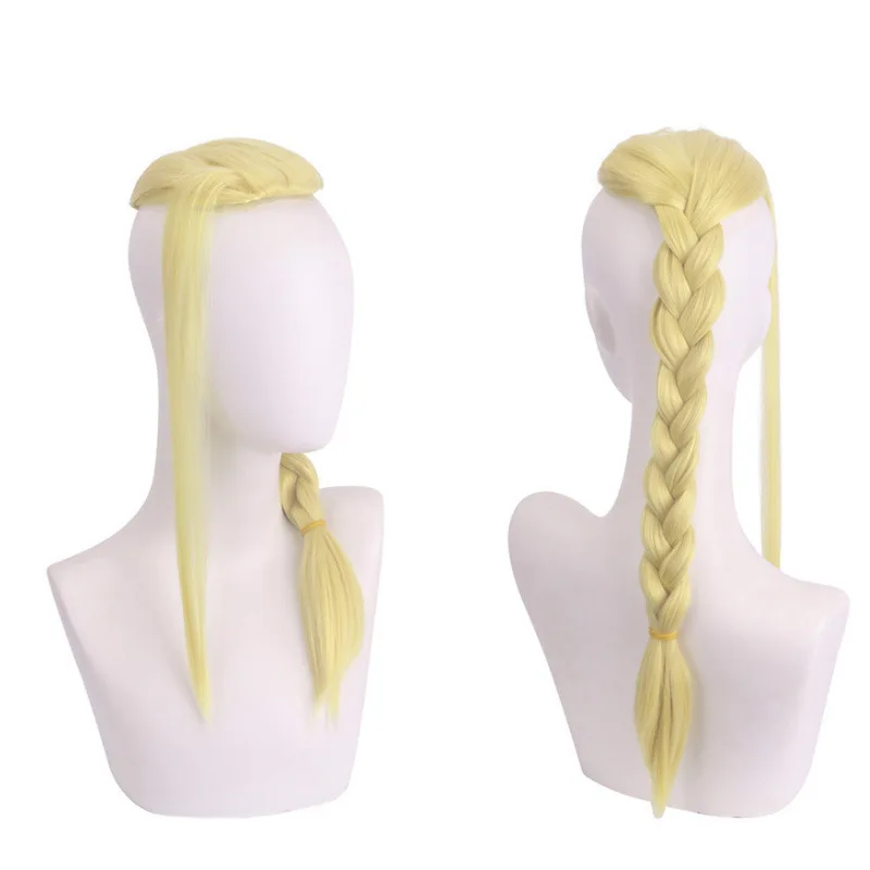 

Synthetic Long Blonde Ponytail Wig Cosplay Costume Party Anime Roleplay Heat Resistant Fiber