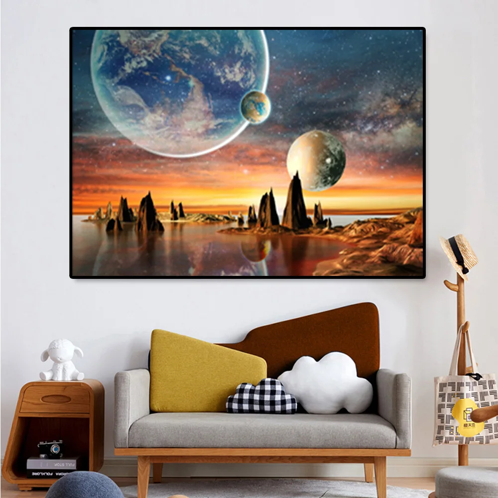 الوليد 1st عيد ميلاد الطفل التصوير خلفية استحمام الطفل راية حفلة ديكور الفضاء النظام الشمسي الخيال العلمي صورة خلفية AQ-01 #3