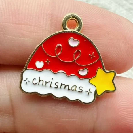 10pcs Christmas Santa Claus snowman bear cute Enamel Charms Pendants For DIY Earring Necklace Bracelet keychain Jewelry Making