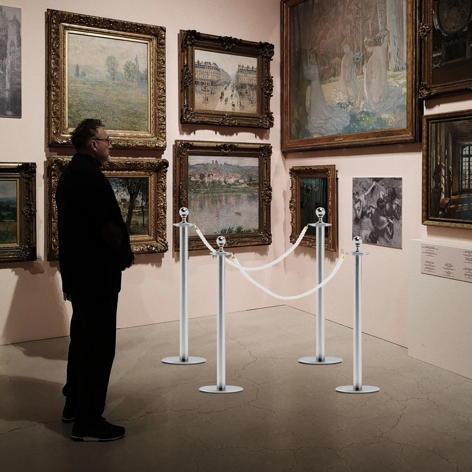 

Stainless Steel Stanchion Rope Safety Barrier Party Stanchions Post Barrier Decoration Crowd Hanging Rope Control