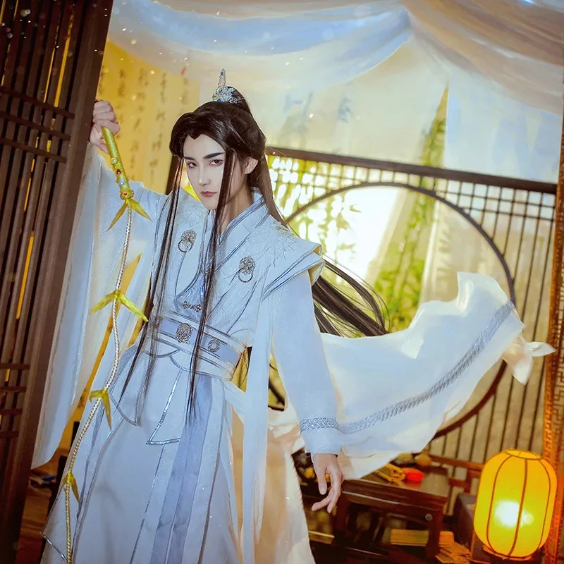 

Anime Er Ha And His White Cat Master Chu Wanning Cosplay Costume TGCF Xie Lian White Clothes Mo Dao Zu Shi Han Fu Halloween