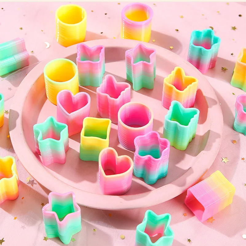 Rainbow Magic Springs Circle Toy for Kids Flexible Fun Birthday Party Favor Small Gift Pinata Fillers Ideal for Guest Giveaway view 2