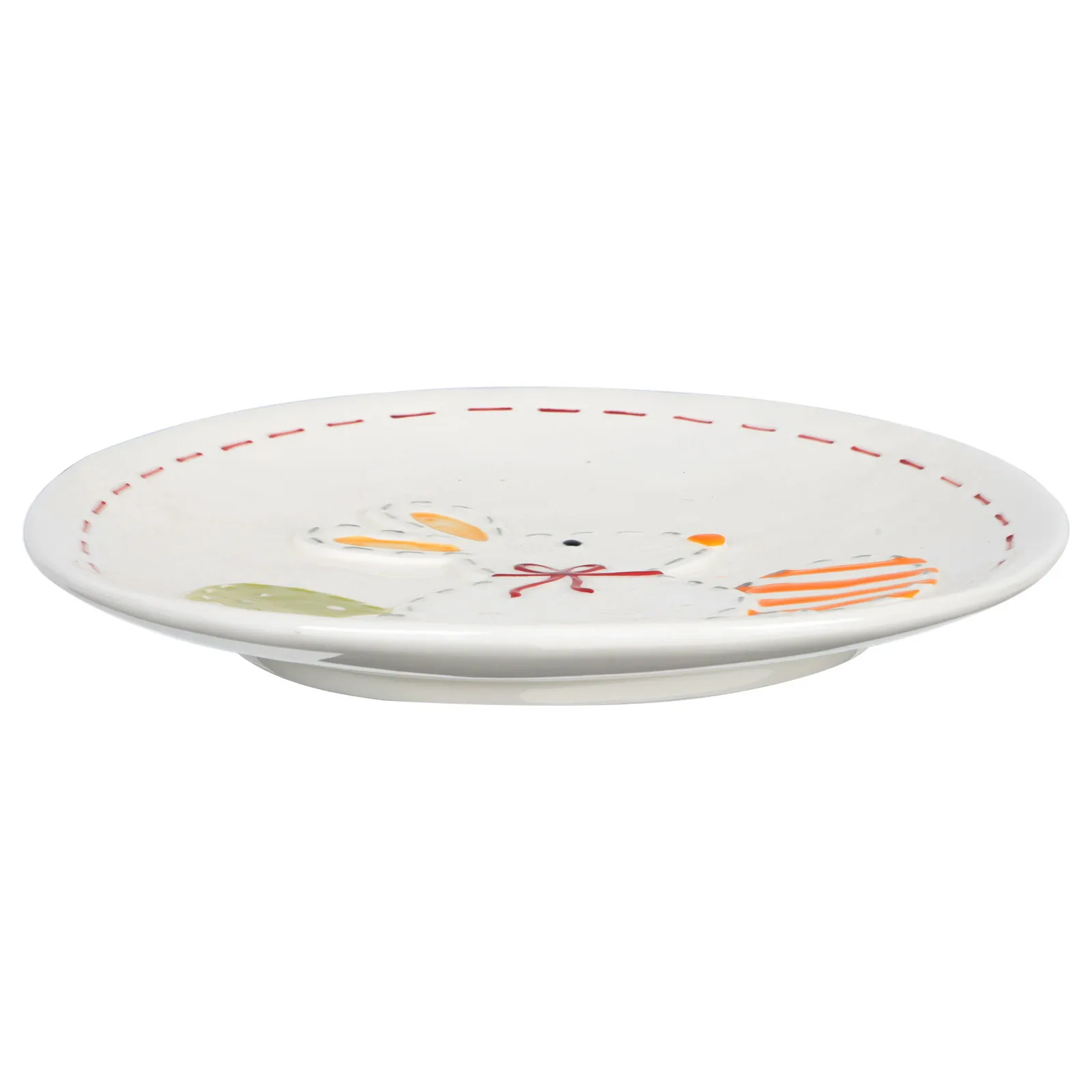 

High Quality Floral Embossment Ceramic Dinner Plate Food Serving Tray Dessert Holder Cartoon Rabbit Pattern Tableware