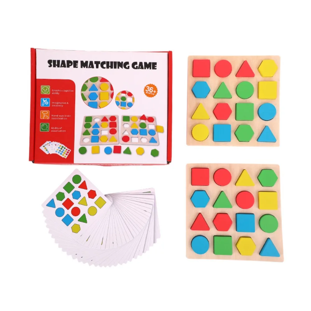 Early Learning Shape Colors Matching Memory Chess Wooden Educational Wooden Board Games Montessori Earning Toys