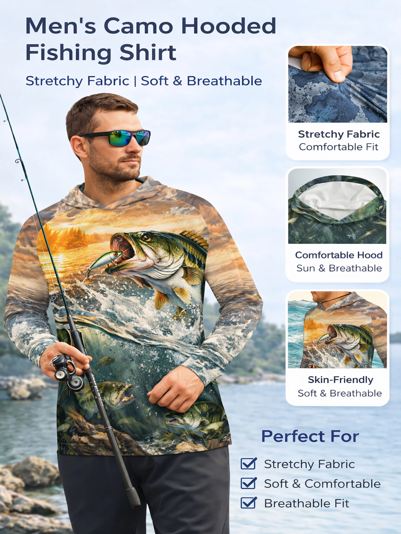 Outdoor Hunting Hoodie - Рыболовная толстовка с принтом на тему