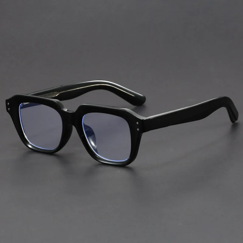 Retro Japanese Thick Rectangular Acetate Fiber Insert Glass Frame Men Optical Prescription Customized Reading Glasses