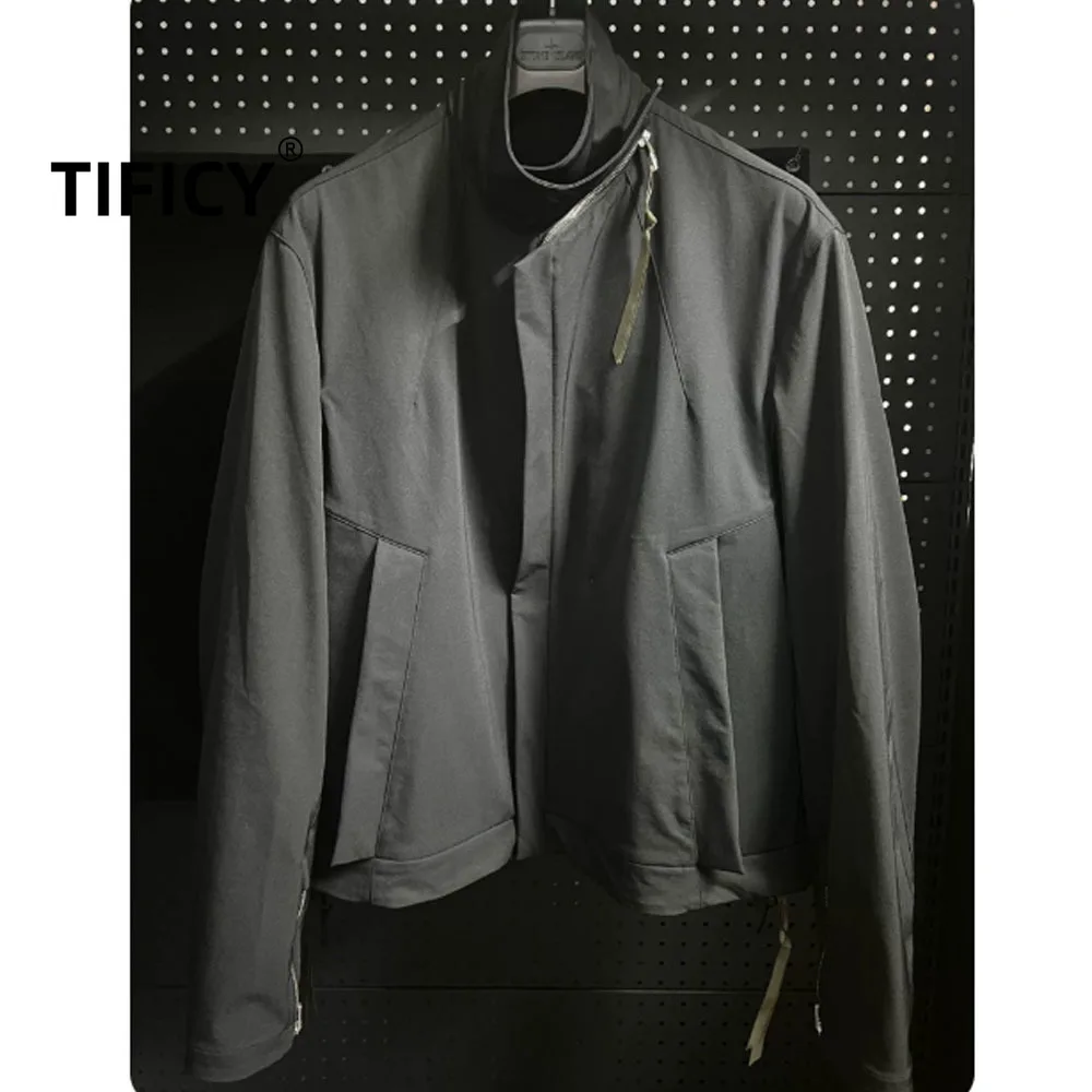 High Street Jackets Men's Autumn Function Stand Up Collar Zipper Detachable Shoulder Strap Submachine Jackets