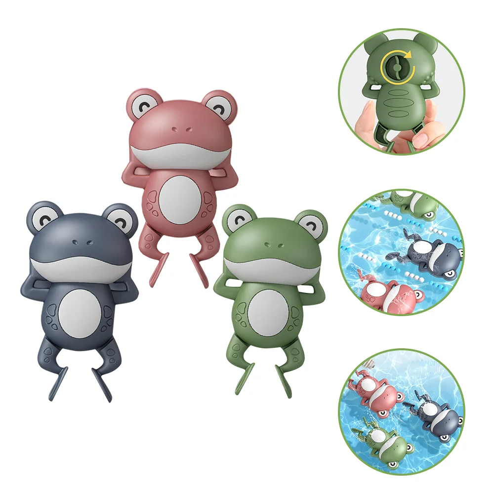 

3 Pcs Clockwork Backstroke Frog Bath Toys for Baby Bathtub Toddler Wind up Kids Animal Floating Pool