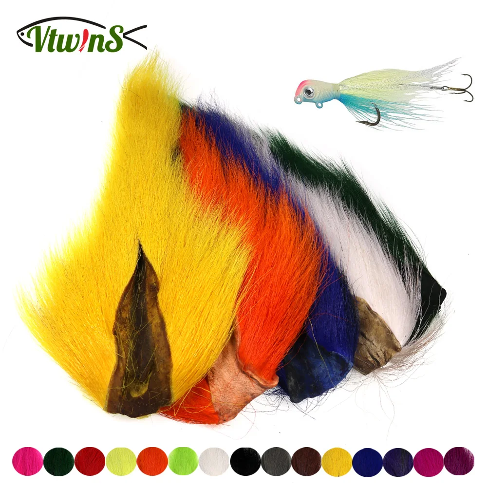 Vtwins Fly Tying Fur Whole Dyed Deer Tail Hair Bucktail Jigs Fly Tying Saltwater Flies Dry for Fly Tying Bucktail Materials