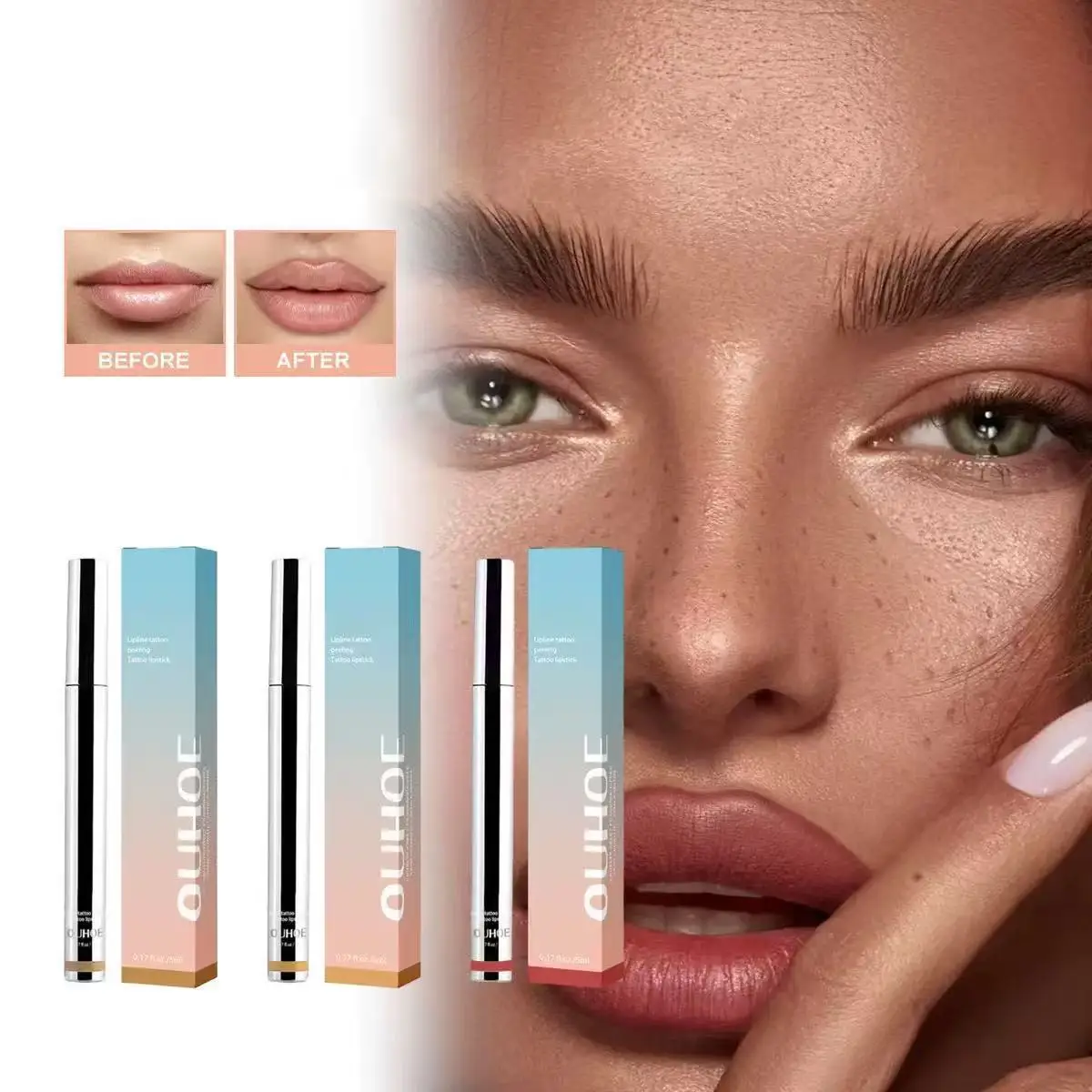 Lápis Labial à Prova d'Água, Gloss Labial Efeito Tatuagem Peel-off, Tinta Labial Matte de Longa Duração à Prova d'Água, Contorno Marrom, Tinta Labial Tear-off, Cosm