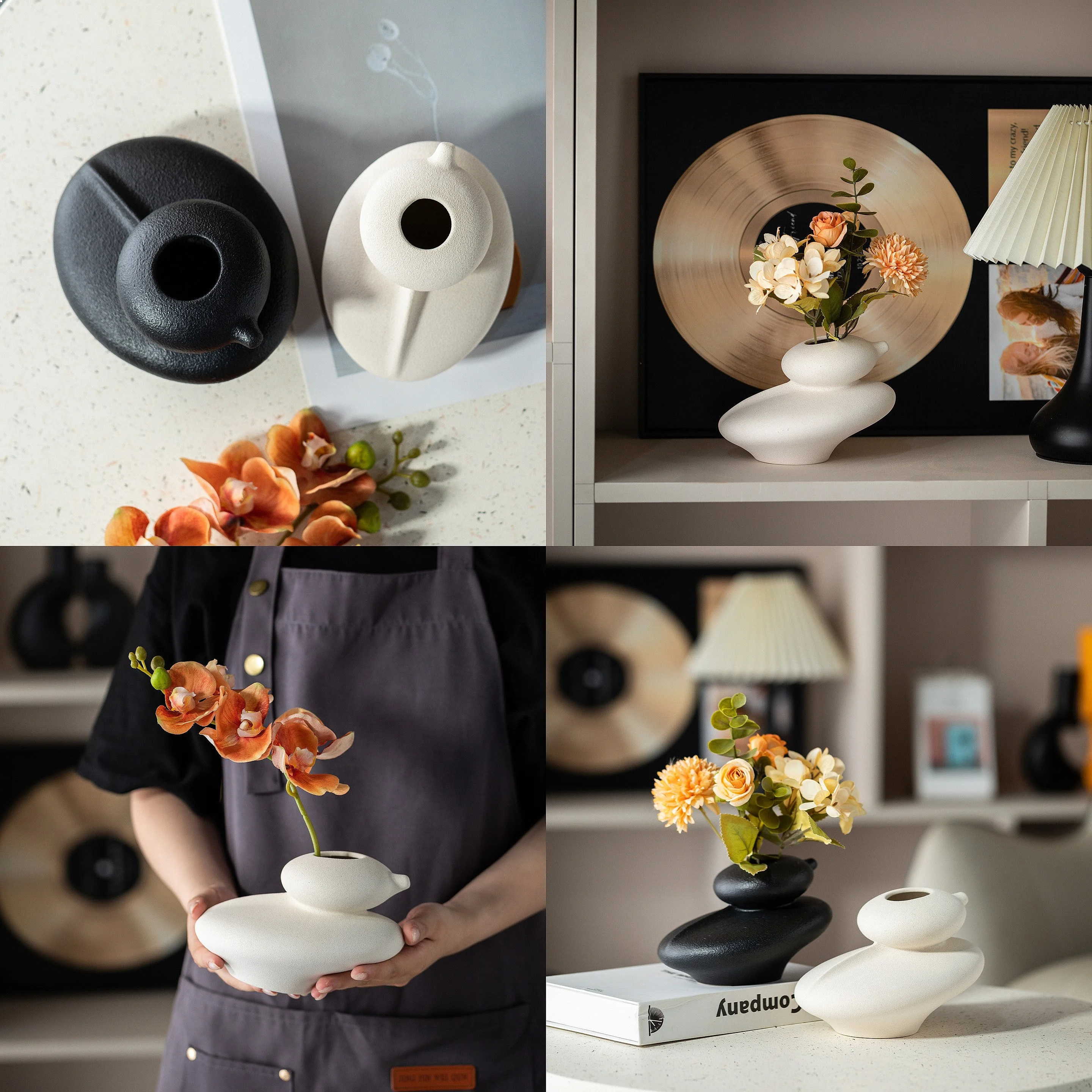 Modern Nordic Ceramic Vase Minimalist Home Decor Flower Arrangement for Living Room Shelf