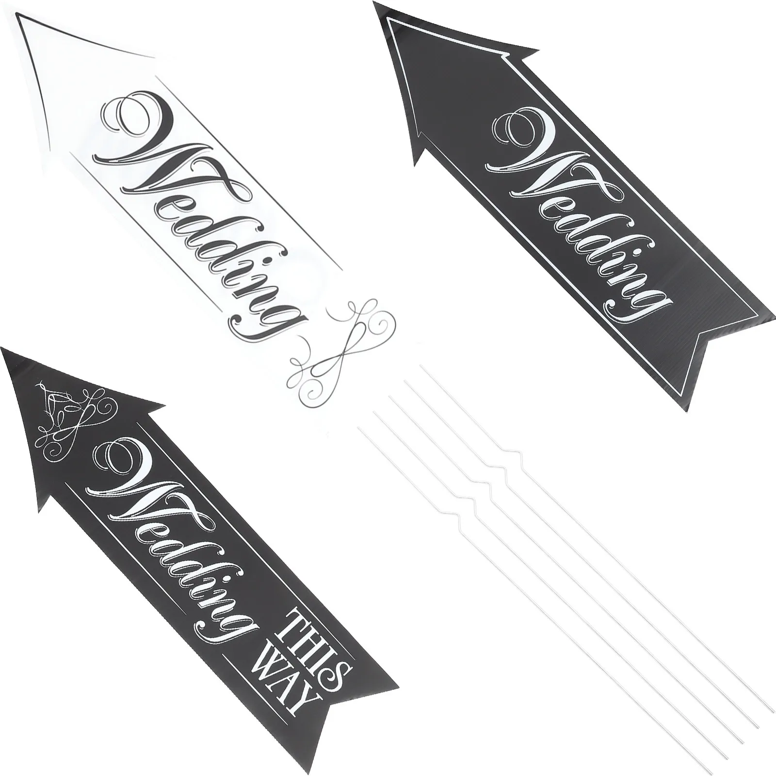 1Set Wedding Directional Yard Sign Classical Arrow Shape Solid Sturdy Garden Stake Romantic Outdoor Wedding Party Decor Welcome view 3