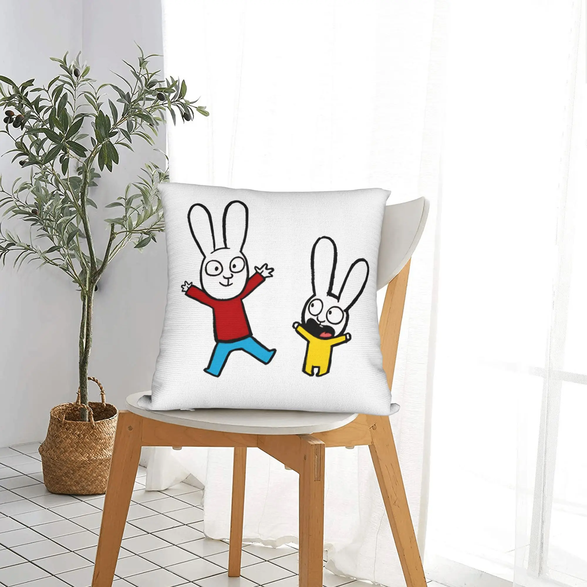 Simons Super Rabbit Cute Bunny  Square Pillowcases Polyester Sofa  Cushion Case Cool Decor Pillowcase 45*45