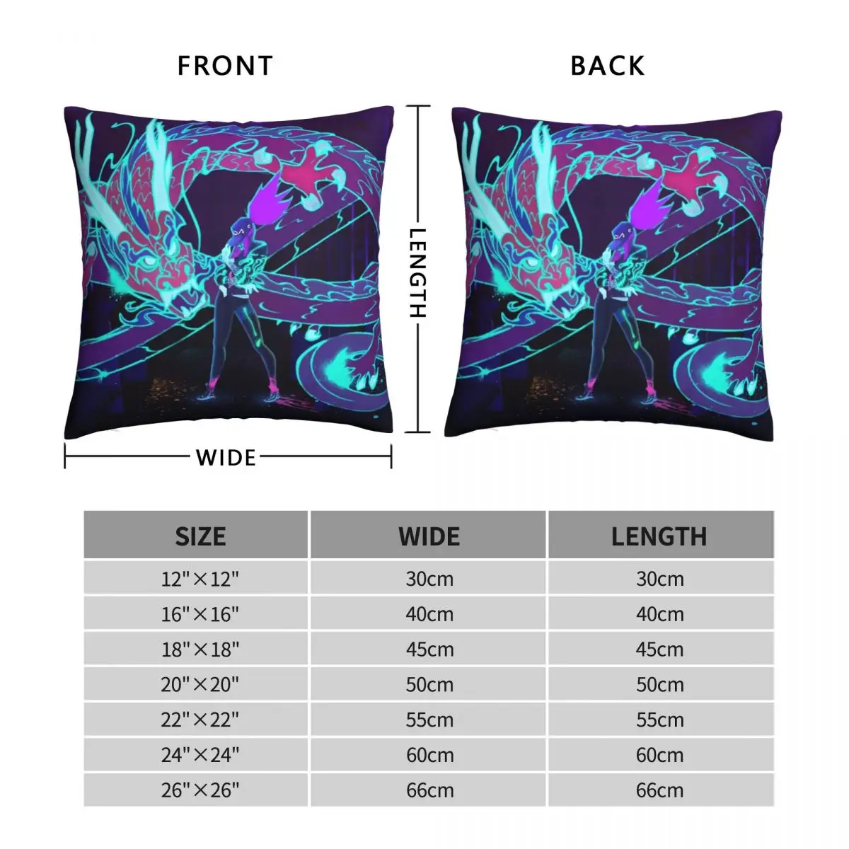 KDA Akali Square Pillowcase Polyester Linen Velvet Creative Zip Decorative Throw Pillow Case Bed Cushion Case 45x45