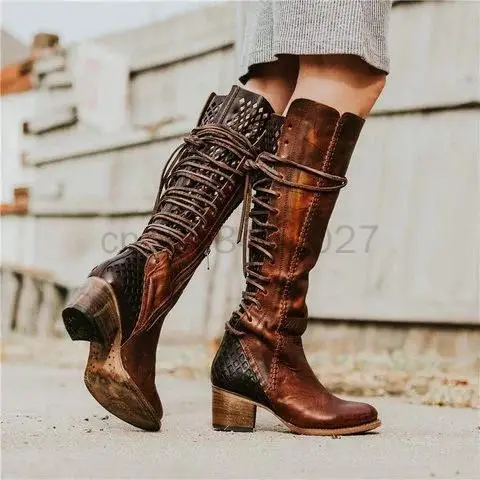 Średniowieczne kobiety Retro brytyjski styl sznurowane skórzane buty karnawałowe mężczyźni rycerz książę Cosplay buty na wysokim obcasie Vintage