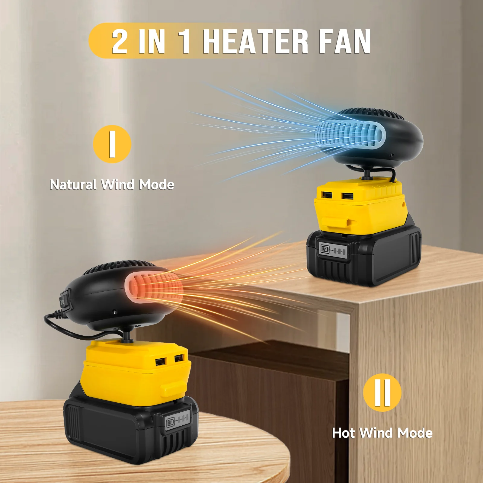 سخان السيارة الكهربائية الدافئة منفاخ الهواء مروحة التدفئة السريعة المحمولة الزجاج الأمامي مزيل الصقيع مزيل الضباب أدوات كهربائية لبطارية ديوالت 20 فولت #3