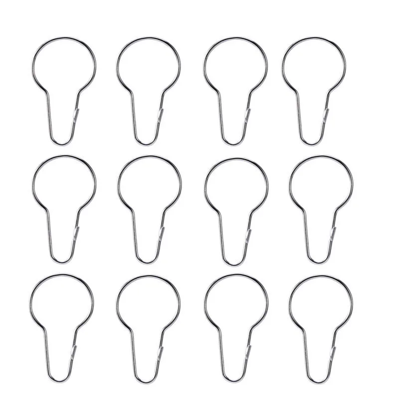

12 Pcs Shower Curtain Hooks Brushed Nickel Closed Design Heavy Duty Glide Roller Iron Rings Clips for Drapes Bathroom Rods