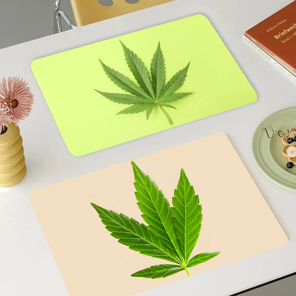 

Weed Leaf Kitchen Draining Mat Non-slip Drain Dish Mats Coffee Pad Heat Resistant Placemat Dinnerware Dustproof Pads