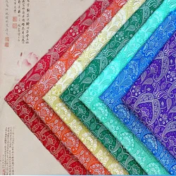Brocade Fabric By The Meter for Cheongsam Clothing Dresses Diy Sewing Jacquard Flowers Soft Drape Summer Silky Cloth Black White