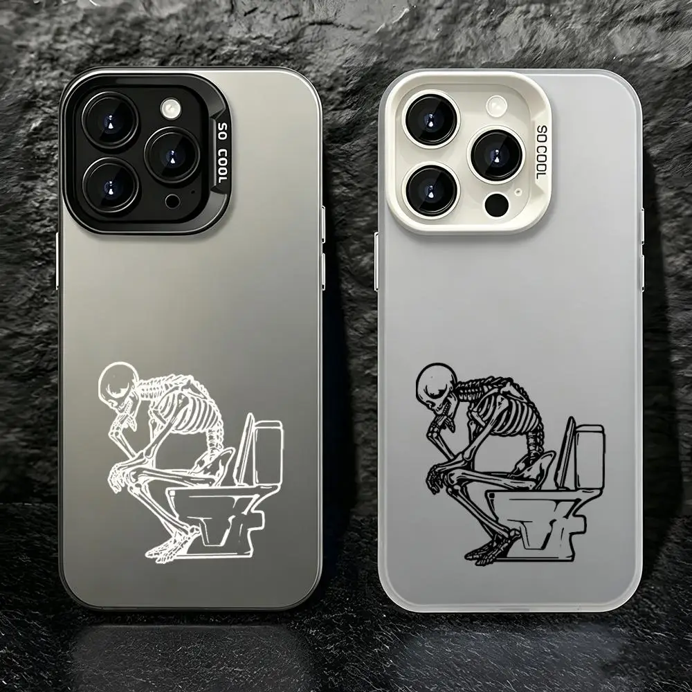 Coque de téléphone C-Contemplating Skull, coques de téléphone haut de gamme pour iPhone 16/15/14/13/12/17 Pro Max Plus, résistantes au jaunissement.