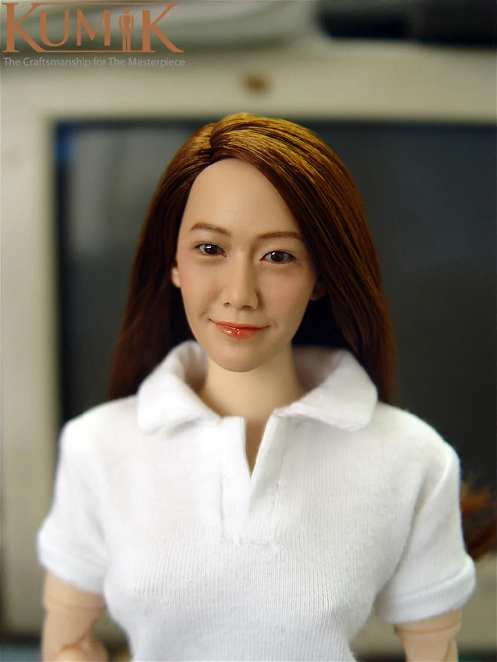 1/6 KUMIK KM005 Sexy Female Korea Music Superstar Girl Head Sculpture Carving with Hair Transplant Model Fit 12