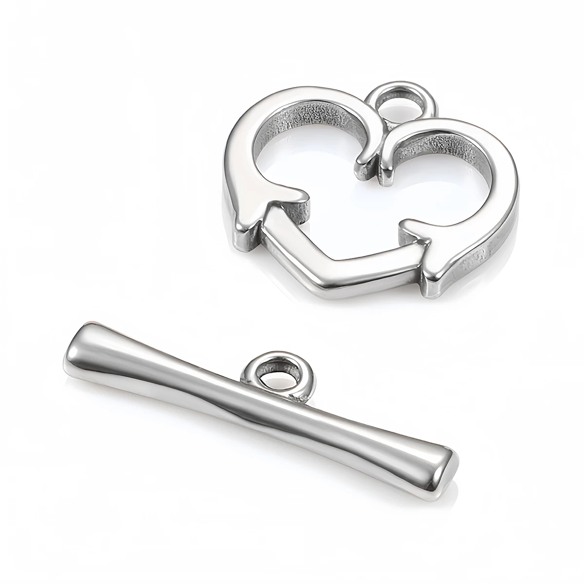 2 Set Gesper OT Baja Tahan Karat Konektor Gesper Toggle Hati untuk Kalung Gelang Kait DIY Aksesori Pembuatan Perhiasan