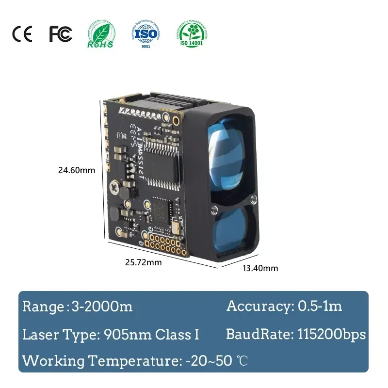 1500m Single Point Lidar Distance Sensor 905nm Rangefinder Sensor Module Rangefinder Sensor