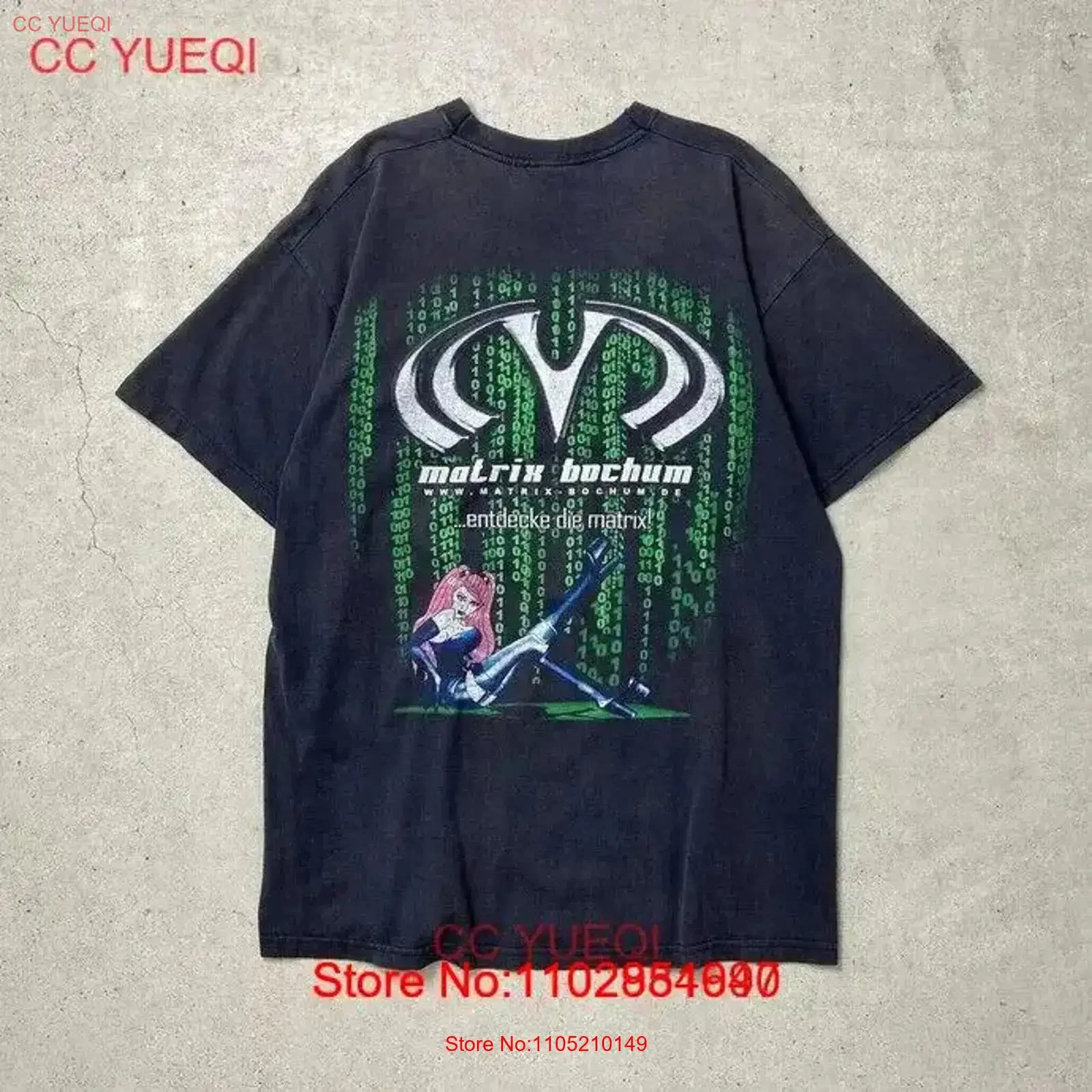 

00 s MATRIX BOCHUM Back Print T Shirt Parody Men L Equivalent No yo1769 vintage Washed Slightly fashion Comfortable