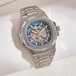 LONGLUX automatic watch luxury wholesale mechanical wristwatches stainless steel skeleton waterproof mens watch men gift