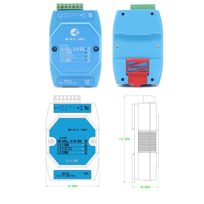 PLC remote downloader WIFI module USB communication to modbusRS485/232/422