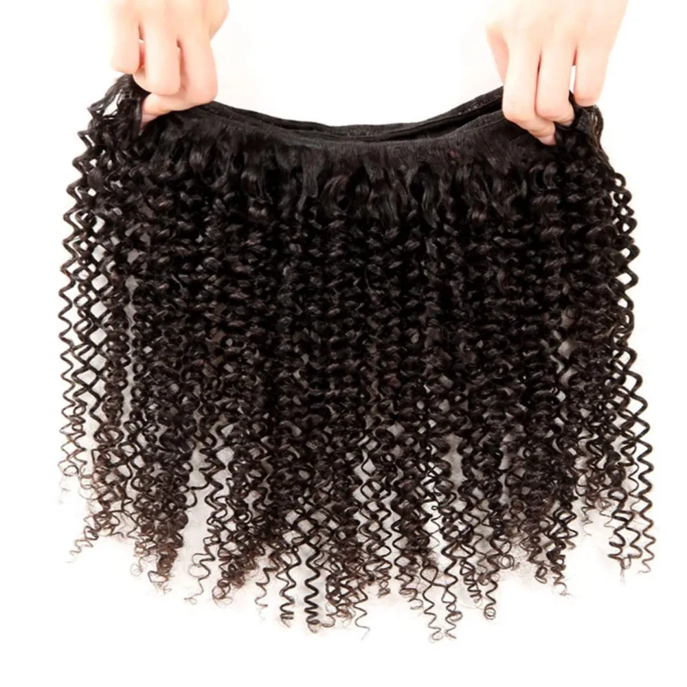 Mechones de cabello humano rizado con ondas al agua, 100% cabello humano brasileño Virgen sin procesar, extensión de Color negro Natural de 30 pulgadas