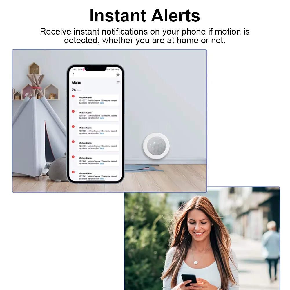 Ewelink Smart PIR Motion Sensor Zigbee Human Body Movement Wireless Infrared Detector Home Security Protection For Alexa Google