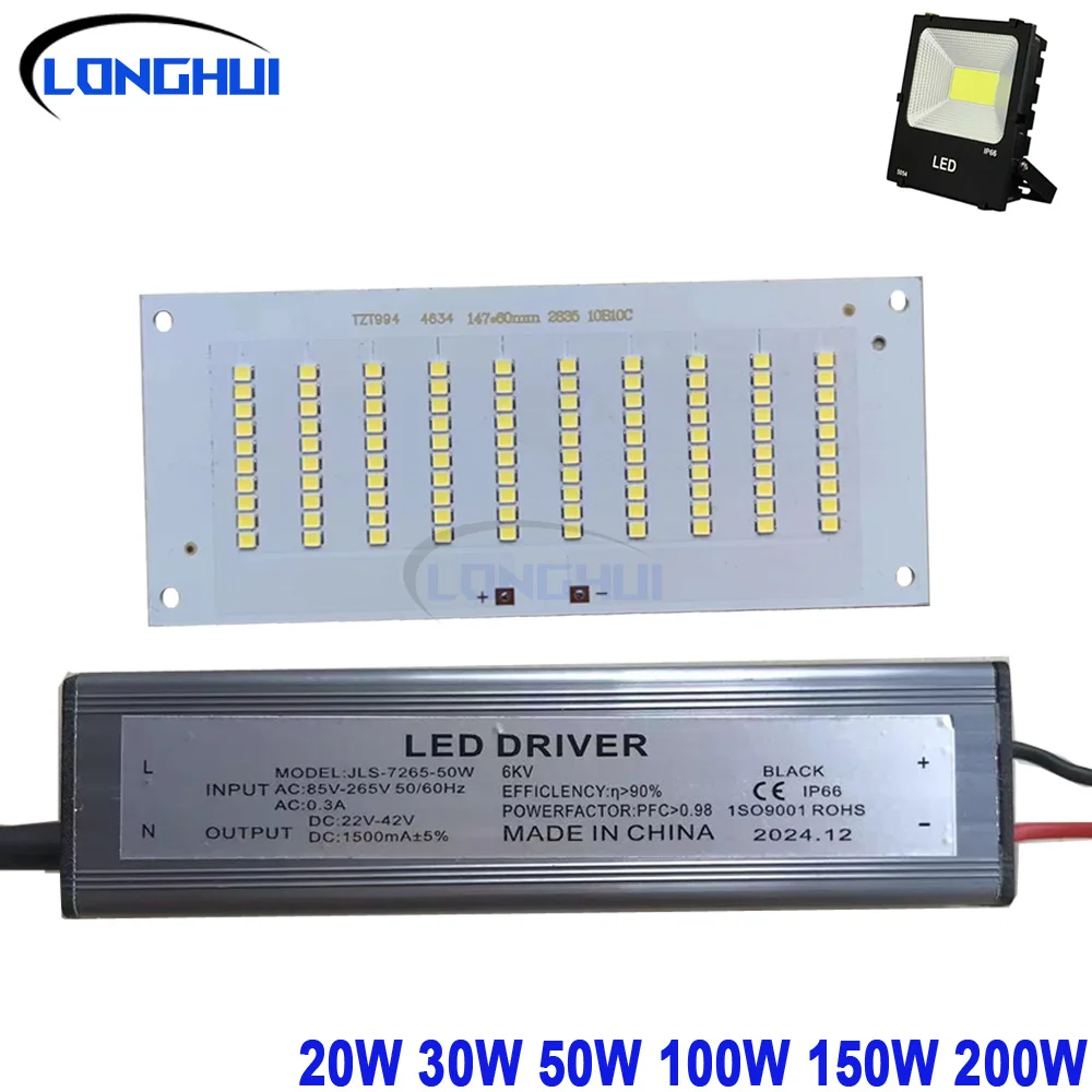 High Power LED 20-200W Chip Rectangular Light Board Accessory for Workshop Supermarket Park Square Construction Site