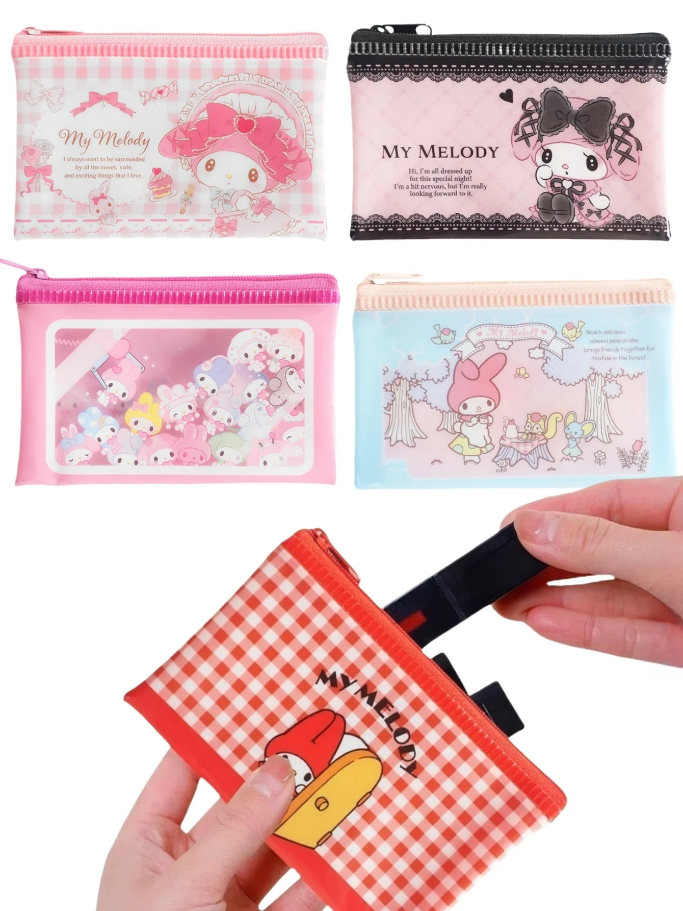 

1pc Melody Cartoon Zipper Bag PVC Waterproof Bag Money Bag Cute Storage and Organizing Bag for Christmas Birthday gift