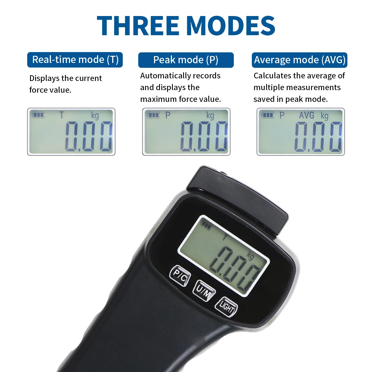 SHANHR 5Kg/lb Digital Force Gauge Push and Pull Meter Dynamometer Tension Pressure Tester Thrust Meter