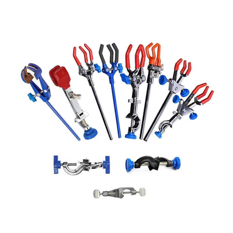 Laboratory Retort Rod Support Stand Platform Set Lab Flask Clamp Clip Ring Bosshead Burner Tong Beaker Holder Metal Grip Tool A1