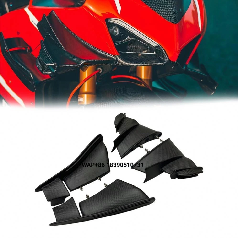 100% 3K Carbon Fiber Wing Motorcycle Body Parts Side Winglet Fairings Kit Winglets for Superleggera V4   2018+
