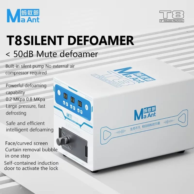

MaAnt T8 Silent Defoamer Built-in Quiet Pump All-in-one Straight/Curved Screen Fit Defoaming Machine Cell Phone LCD Screen Repai