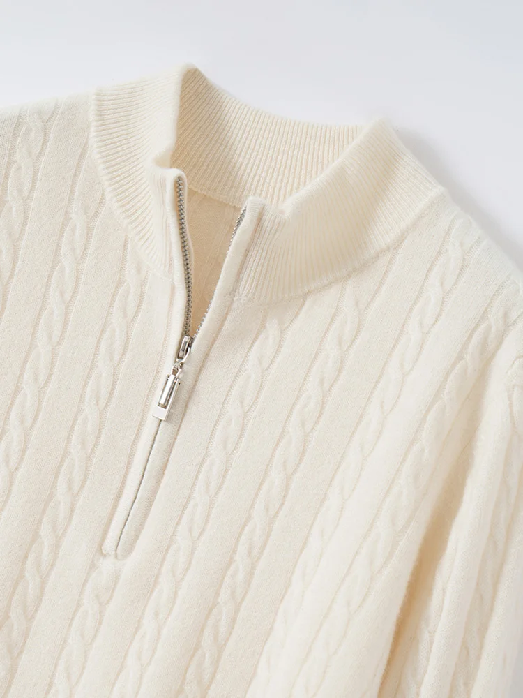 CHICUU ผู้หญิง 100% แคชเมียร์เสื้อกันหนาวคอปลอมถักแขนยาวซิปฤดูใบไม้ร่วงฤดูหนาวแคชเมียร์เสื้อถัก